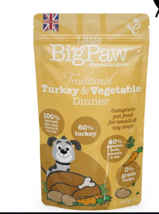 Big Paw Traditional Turkey & Vegetable Dinner Dog gravy food 150 gms