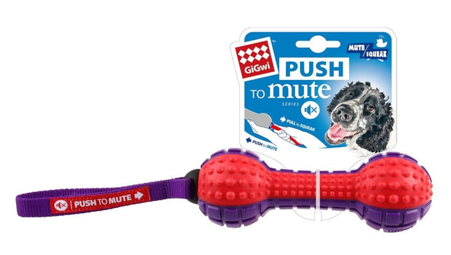 Gigwi GiGwi Push To Mute Dumbell Red-M/L