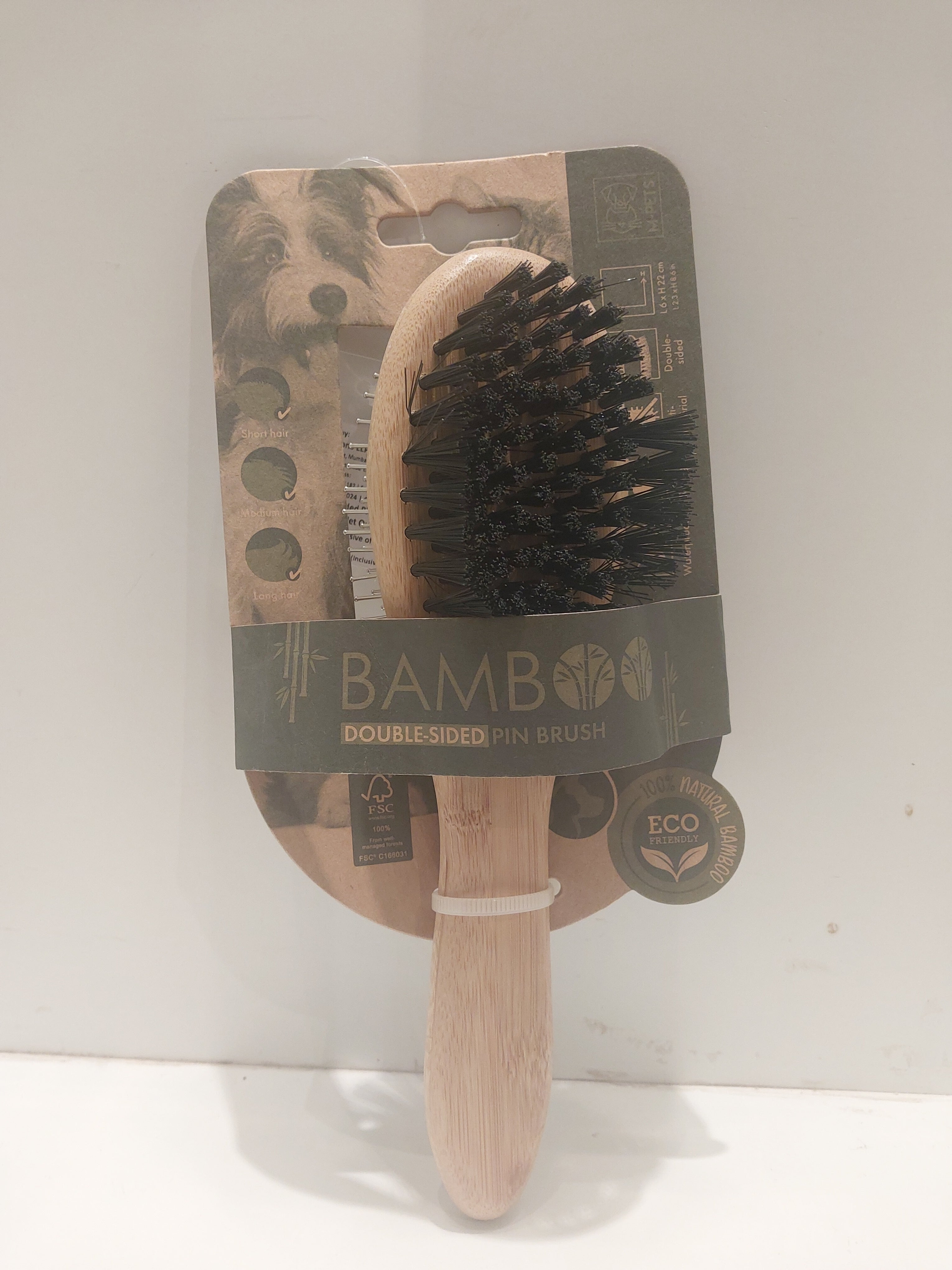 M-Pets Bamboo double sided pin brush