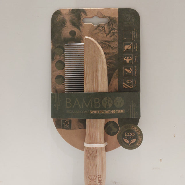 M-Pets Bamboo regular brush with rotating teeth 31 teeth