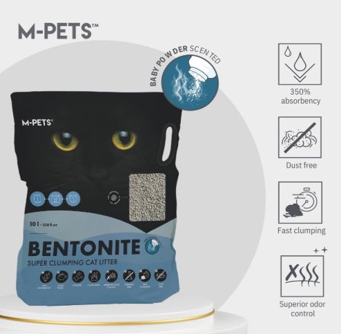 M-Pets Super Clumping Natural Bentonite - Baby Powder