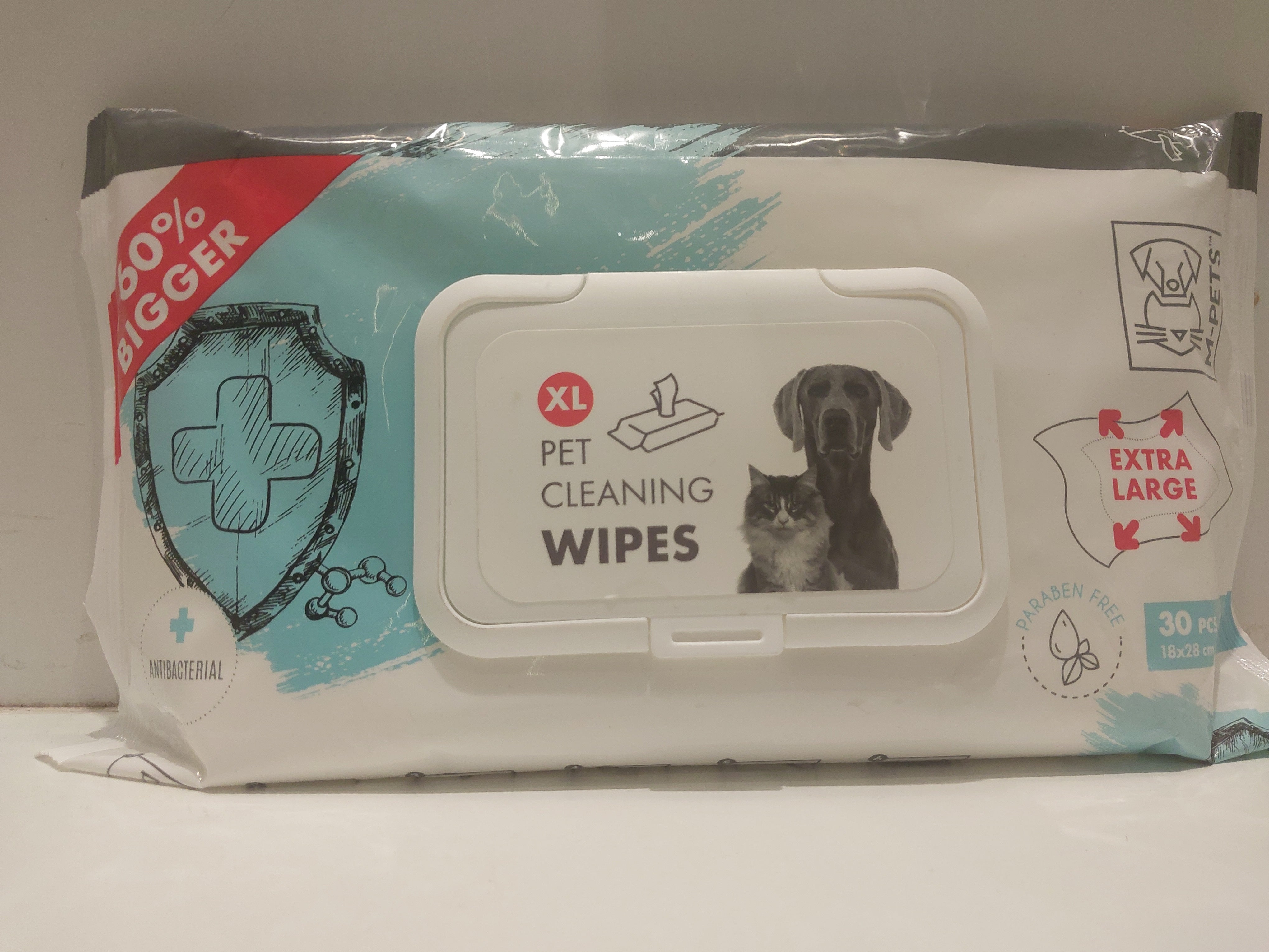 M-Pets pe cleaning wipes anti bacterial XL 30wipes